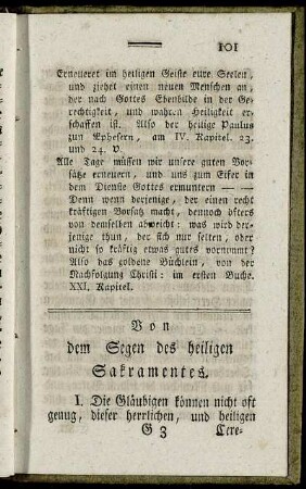 Von dem Segen des heiligen Sakramentes.