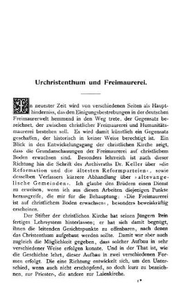 Urchristenthum und Freimaurerei.