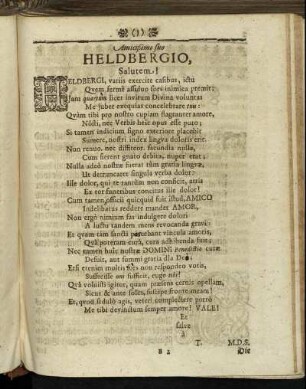 Amicissimo suo Heidelbergio, Salutem!