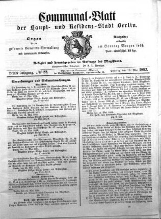 No. 22: No. 22, 18.Mai 1862