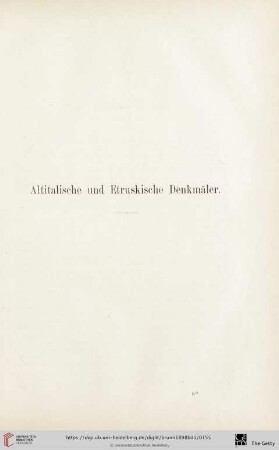 Altitalische und Etruskische Denkmäler
