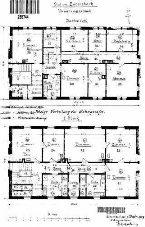 Endersbach: Empfangsgebäude Grundrisse DG,1.Stock