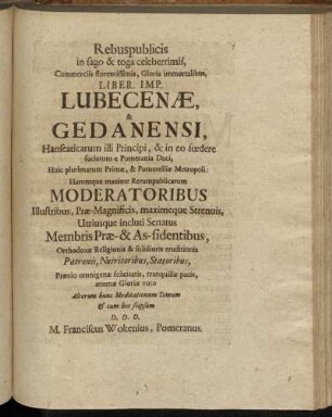 Rebuspublicis...Liber Imp. Lubecenæ, & Gedanensi,[...]