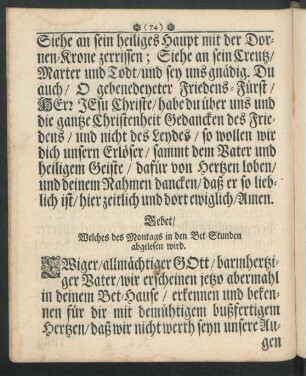 Gebet / Welches des Montags in den Bet-Stunden abgelesen wird