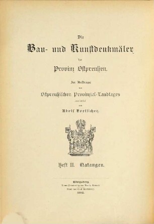 Die Bau- und Kunstdenkmäler der Provinz Ostpreußen, 2. Die Bau- und Kunstdenkmäler in Natangen