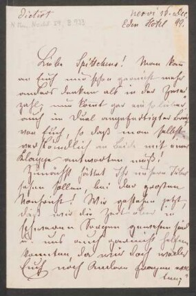 Briefdiktat an Friedrich Spitta : 16.12.1899