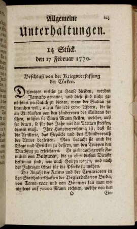 14 Stück. den 17 Februar 1770.