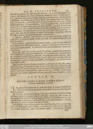 Sectio II. Quid Fides Catholica de secunda sanctissimae Trinitatis Persona credendum proponat.