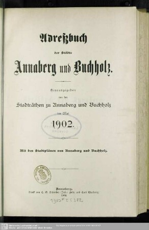 N.F.4.1902: Adressbuch der Städte Annaberg, Buchholz und des Obererzgebirges