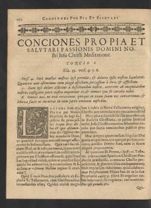 Conciones Pro Pia Et Salvtari Passionis Domini Nostri Iesu Christi Meditatione.