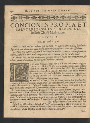 Conciones Pro Pia Et Salvtari Passionis Domini Nostri Iesu Christi Meditatione.