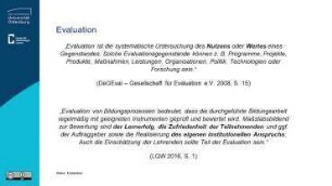 Qualitätsmanagement in Bildungsorganisationen: Evaluation