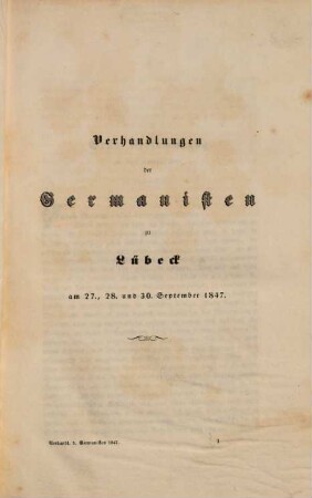 Verhandlungen der Germanisten, [2.] 1847, 27. - 30. Sept.