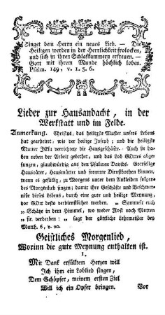 Geistliches Morgenlied, Worinn die gute Meynung enthalten ist.