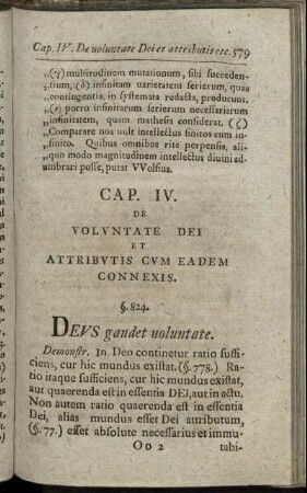 Cap. IV. De Voluntate Dei Et Attributis Cum Eadem Connexis.