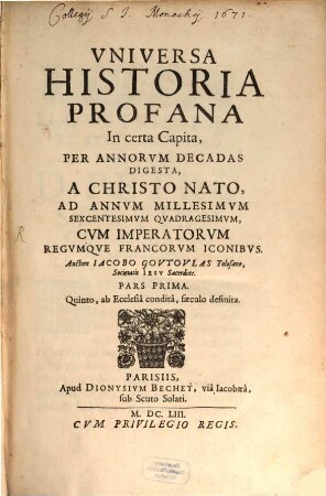 Universa historia profana, 1