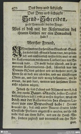 Das Drey und sechzigste Send-Schreiben