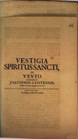 Vestigia Spiritus Sancti in vento