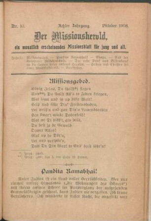 Nr. 10. Achter Jahrgang. Oktober 1908.