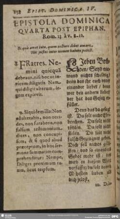 Epistola Dominica Quarta Post Epiphan. Rom. 13. à v. 8-11