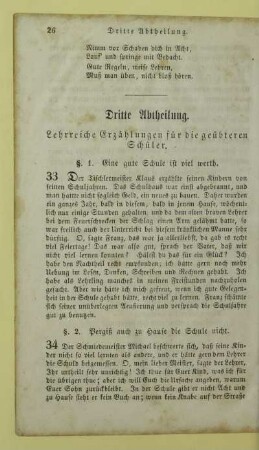 Dritte Abtheilung. Lehrreiche Erzählungen für die geübteren Schüler