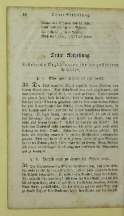 Dritte Abtheilung. Lehrreiche Erzählungen für die geübteren Schüler