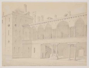 Innenhof des Palazzo Colleoni-Porto in Vicenza [aus einem Konvolut von 107 Blatt Architekturstudien und Skizzen einer Italienreise]