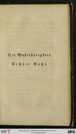Sechste Nacht: Die Wohlthaetigkeit