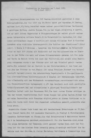 Hepsisau: Visitationsbericht mit Pfarrbericht 1931