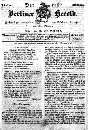 Nummer 13, Februar 1846