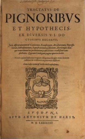 Tractatus de pignoribus et hypothecis