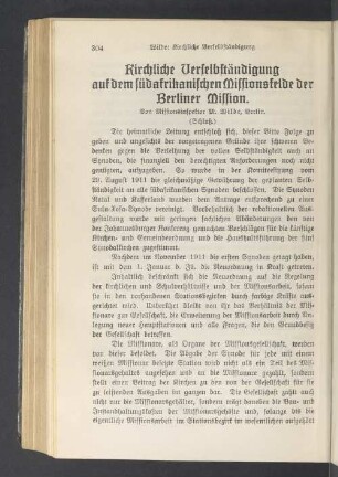 Kirchliche Verselbständigung auf dem südafrikanischen Missionsfelde der Berliner Mission (Schluß)