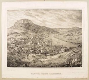 Die Stadt und die Festung Königstein an der Elbe in der Sächsischen Schweiz von Osten