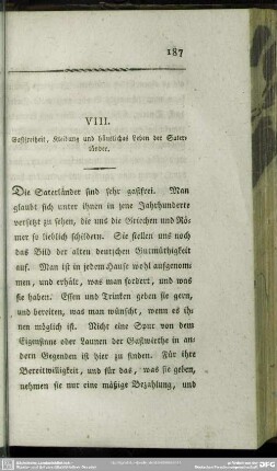 VIII. Gastfreiheit, Kleidung und häusliches Leben der Saterländer