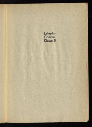 Lehrplan Chemie Klasse 8