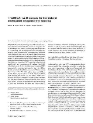TreeBUGS. An R package for hierarchical multinomial-processing-tree modeling