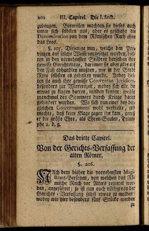 Das dritte Capitel. Von der Gerichts-Verfassung der alten Römer.