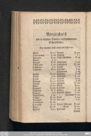 Verzeichniß der in beyden Theilen vorkommenden Schriftsteller.