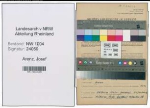 Entnazifizierung Josef Arenz , geb. 23.02.1901 (Schaffner)