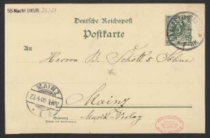 Brief an B. Schott's Söhne : 26.04.1900