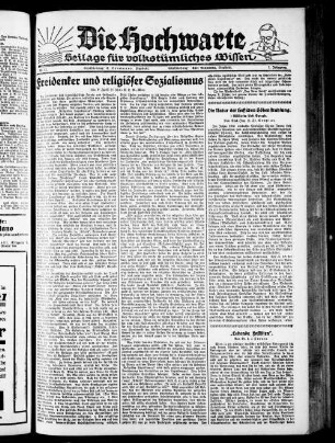 Die Hochwarte. 1929-1935