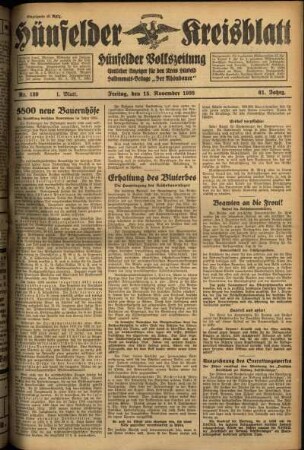 Erste Ausgabe vom Freitag, den 15. November 1935.