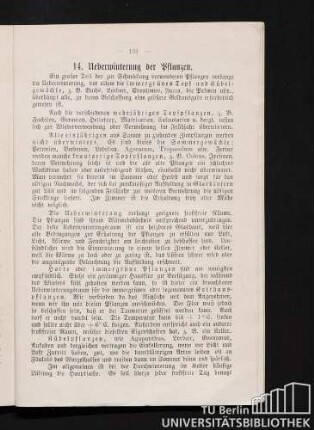 14. Ueberwinterung der Pflanzen.