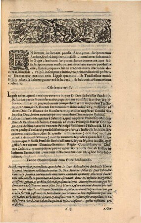 Censura in scripturam cujus titulus ... quae novissim. contigerunt inter S. Mantuae et Sabaudiae duces ...