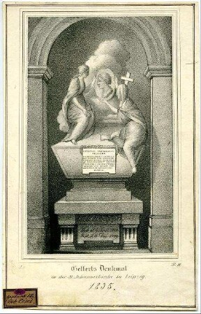 Gellerts Denkmal in der St. Johanniskirche in Leipzig. 1835.