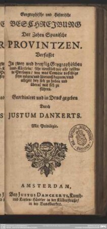Geographische und historische Beschreibung der zehen spanischen Provintzen