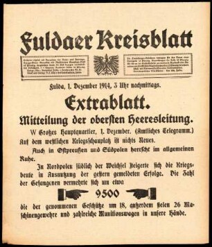Zweite Ausgabe vom Dienstag, den 01. Dezember 1914.