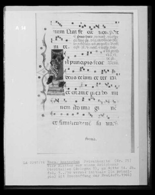 Blatt aus einem Antiphonar, fol. 380?, Initiale I mit Erschaffung der Eva