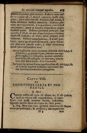 Caput VIII. De Cognitione Certa Et Probabili.