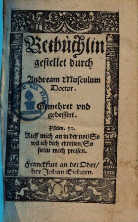 Betbüchlin : Gemehret ...
